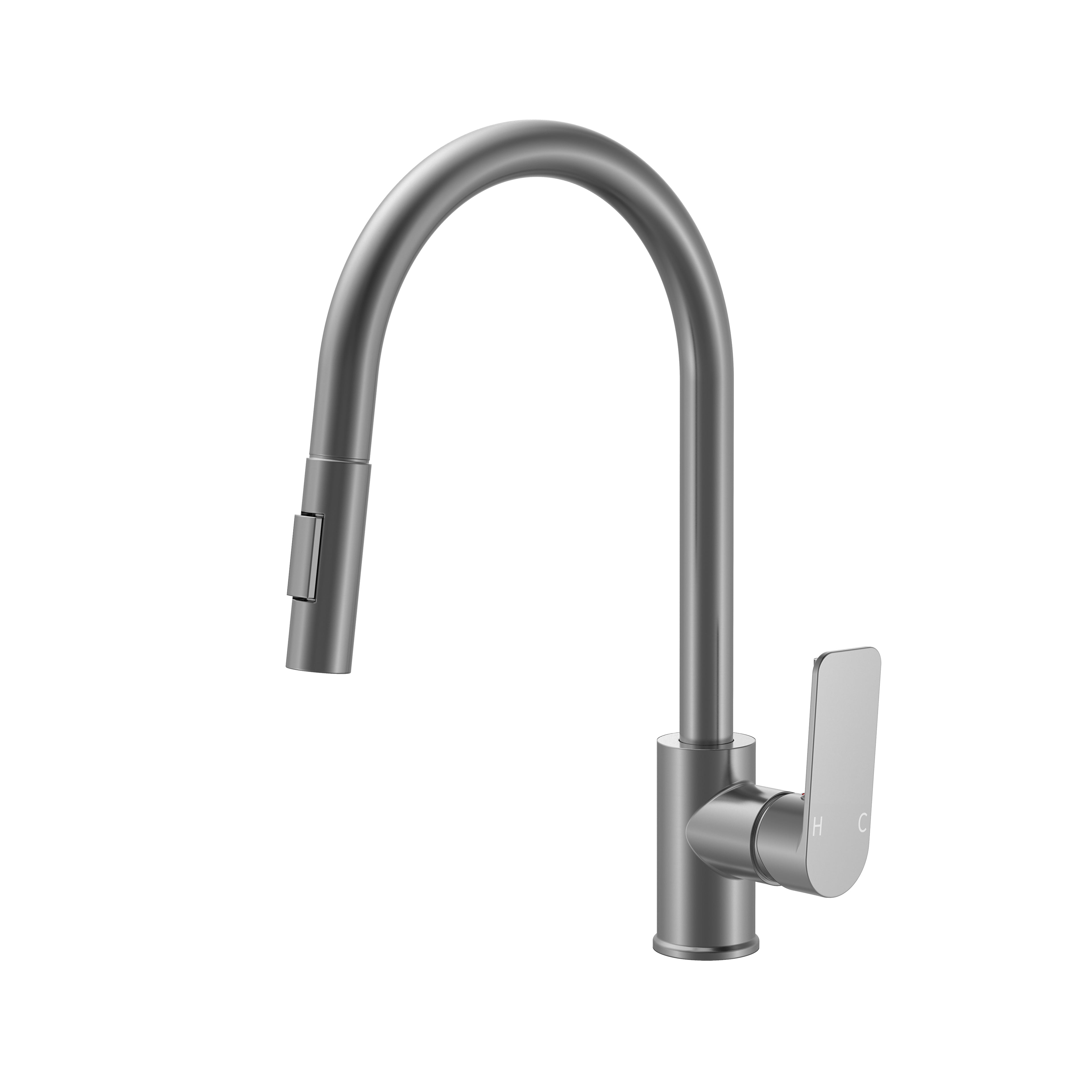 BISTONE 82H09G-D Gooseneck Kitchen Mixer Tap — Available in Chrome, Brushed Nickel, Gunmetal Grey, Matte Black & Brushed Gold
