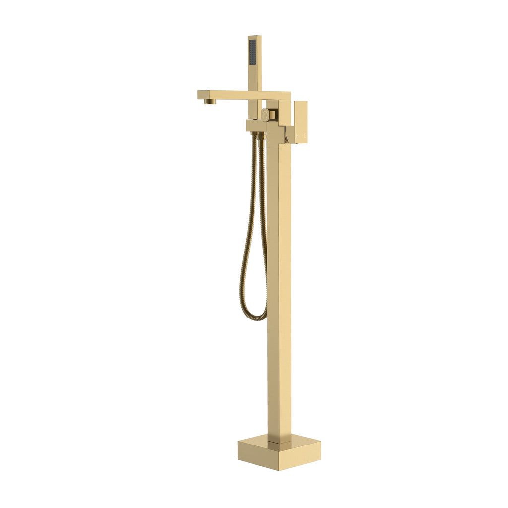 BISTONE 86H89 Square Freestanding Bath Shower Sets with Hand Shower — Available in Chrome, Brushed Nickel, Gunmetal Grey, Matte Black & Brushed Gold