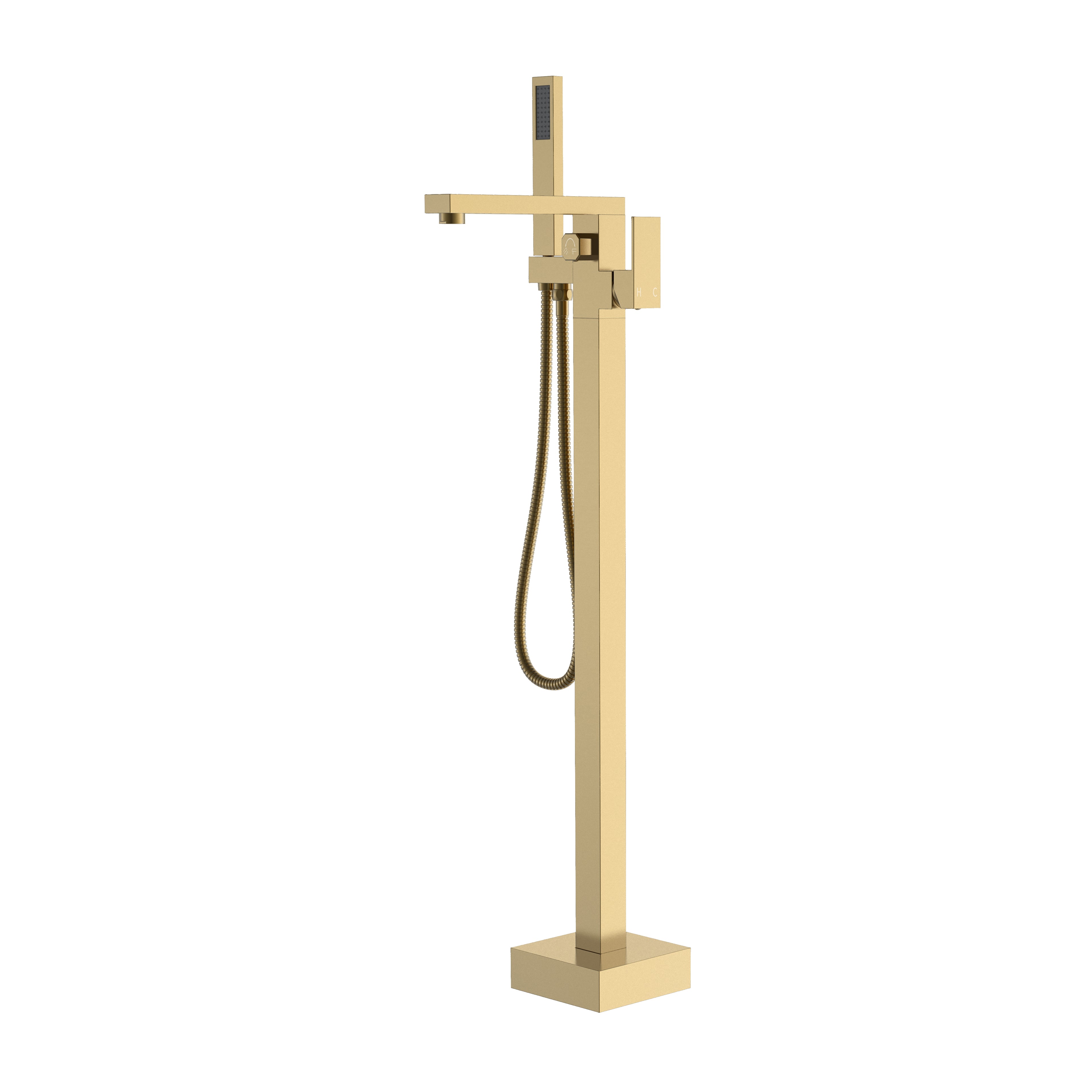 BISTONE 86H89 Square Freestanding Bath Shower Sets with Hand Shower — Available in Chrome, Brushed Nickel, Gunmetal Grey, Matte Black & Brushed Gold