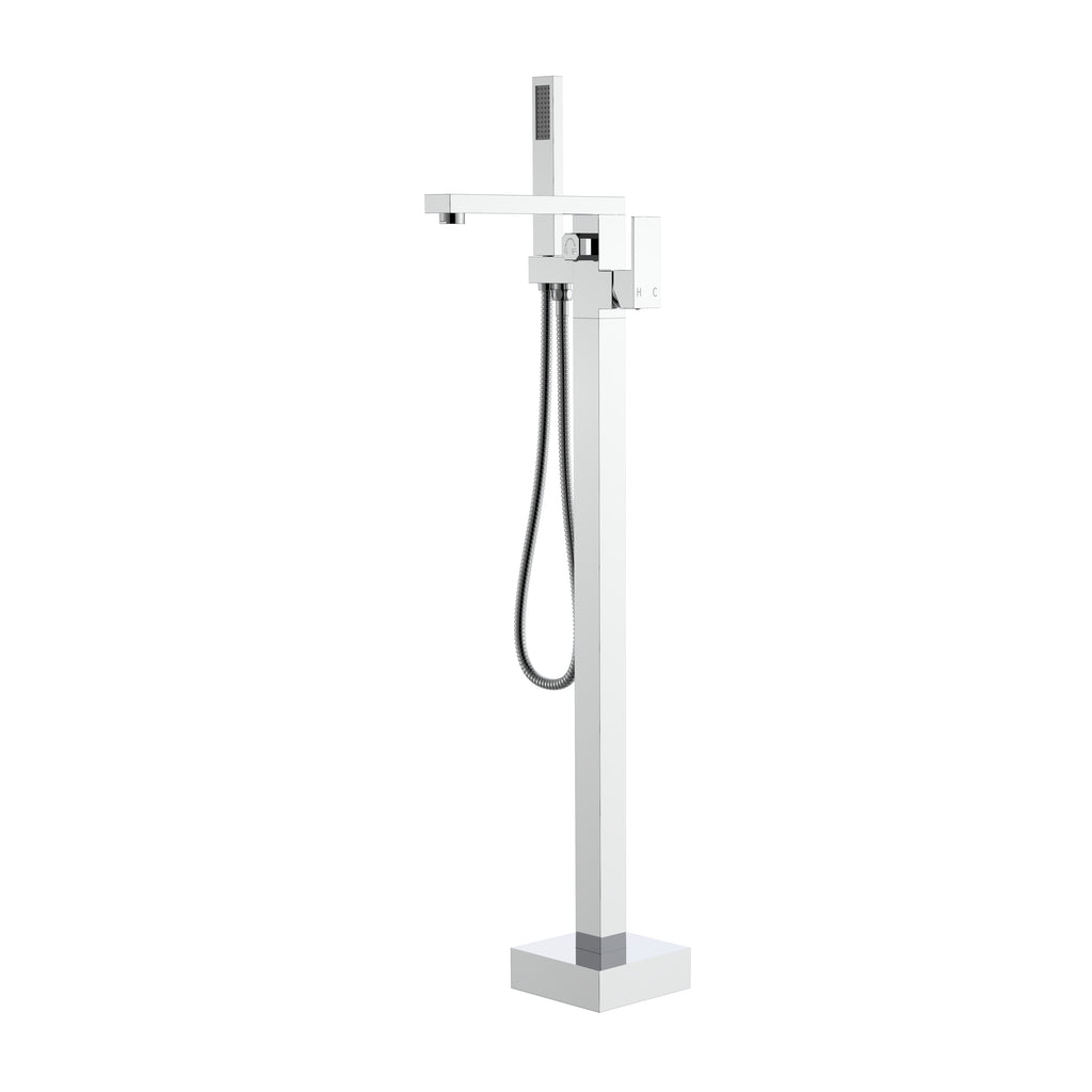 BISTONE 86H89 Square Freestanding Bath Shower Sets with Hand Shower — Available in Chrome, Brushed Nickel, Gunmetal Grey, Matte Black & Brushed Gold