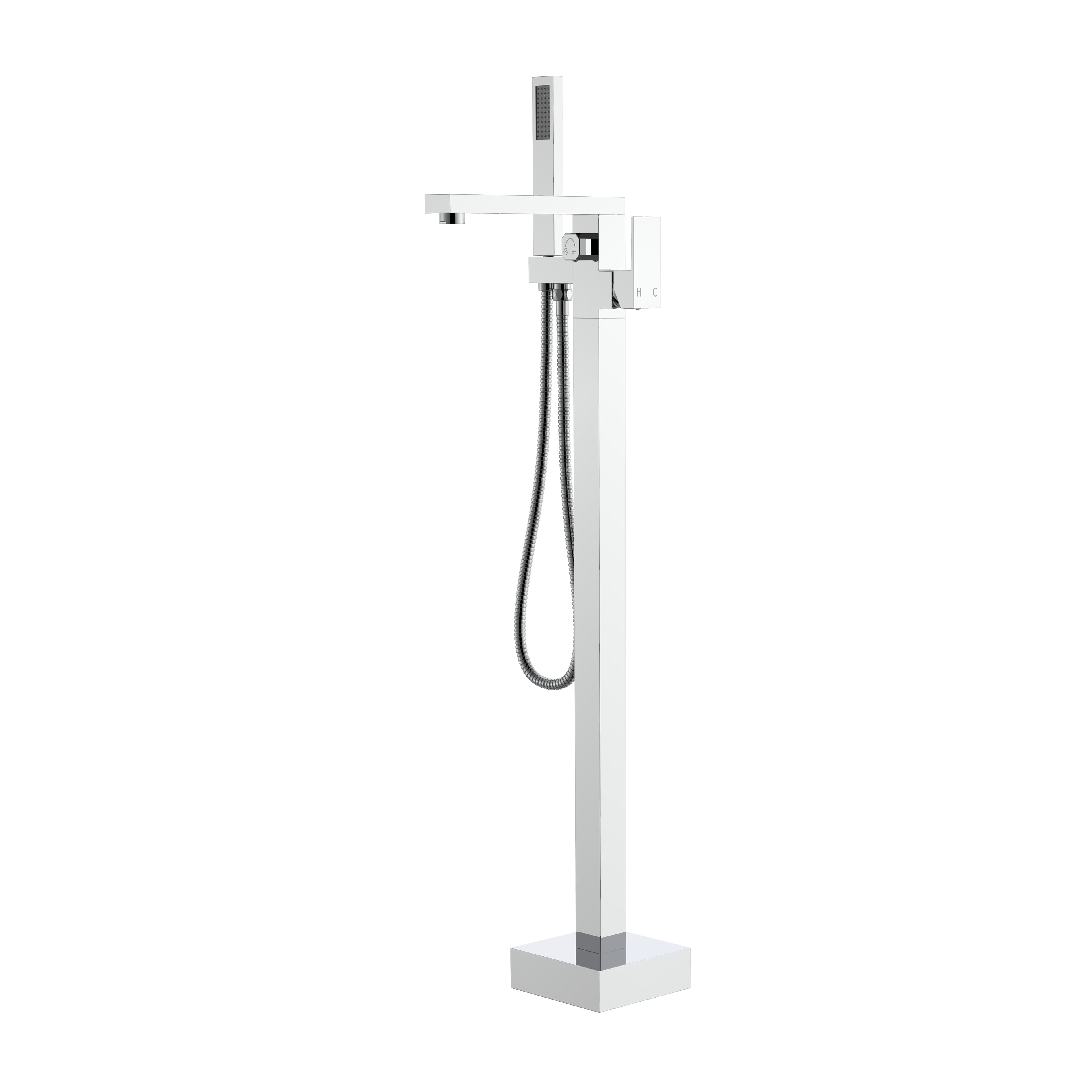 BISTONE 86H89 Square Freestanding Bath Shower Sets with Hand Shower — Available in Chrome, Brushed Nickel, Gunmetal Grey, Matte Black & Brushed Gold