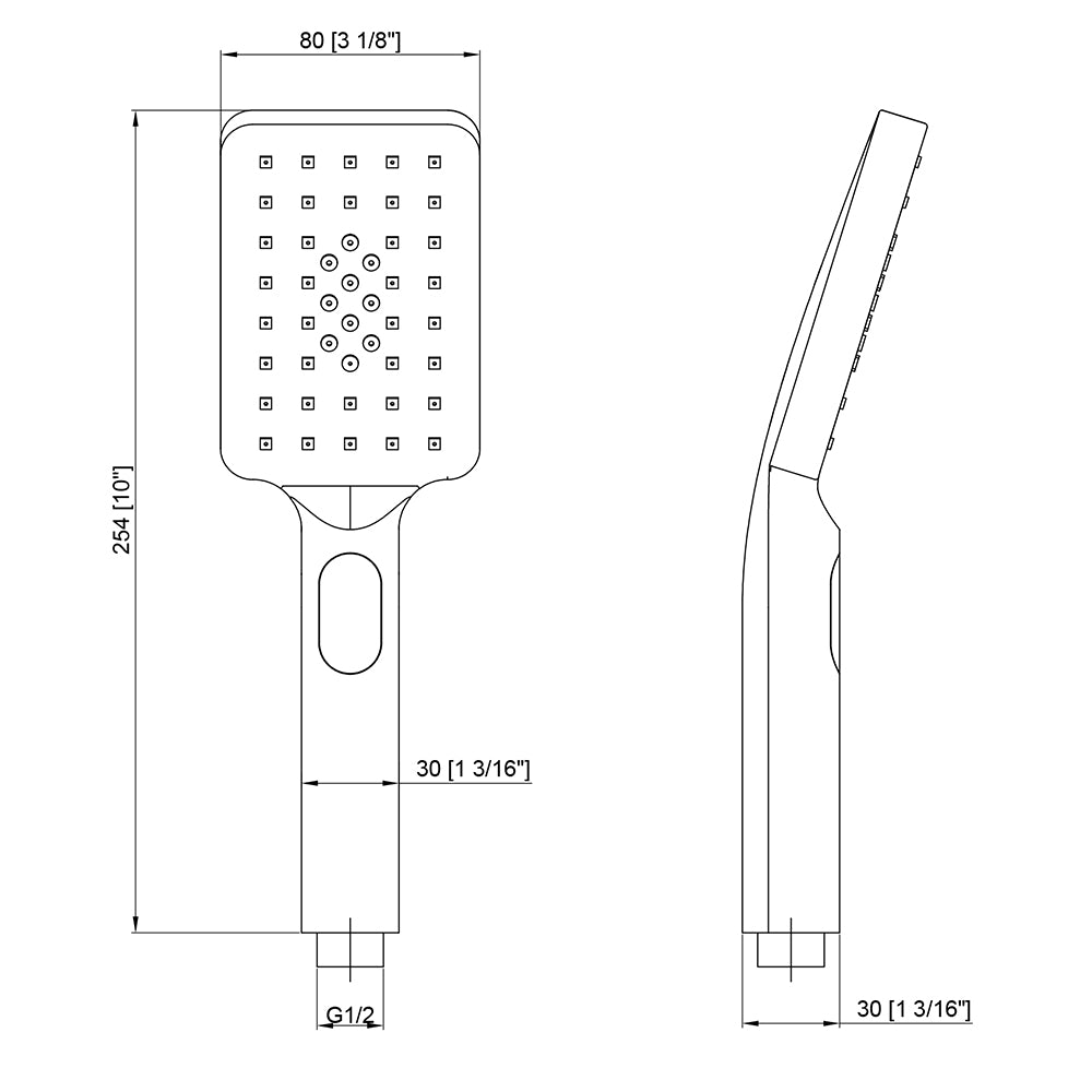BISTONE HS04 Hand Shower — Square Design, Single-Function — Available in Chrome, Brushed Nickel, Gunmetal Grey, Matte Black & Brushed Gold