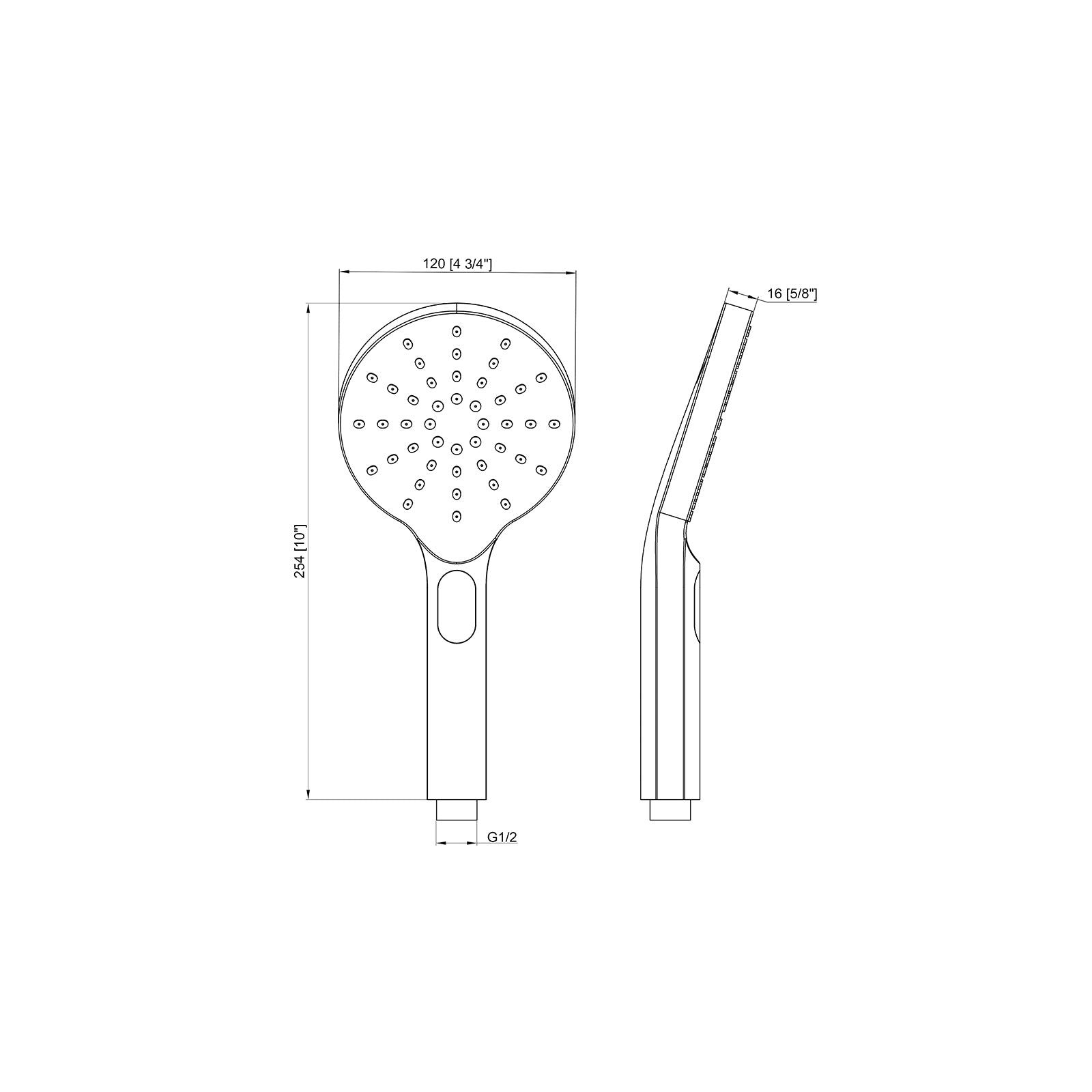 BISTONE HS05 Hand Shower — Round Design, Single-Function — Available in Chrome, Brushed Nickel, Gunmetal Grey, Matte Black & Brushed Gold