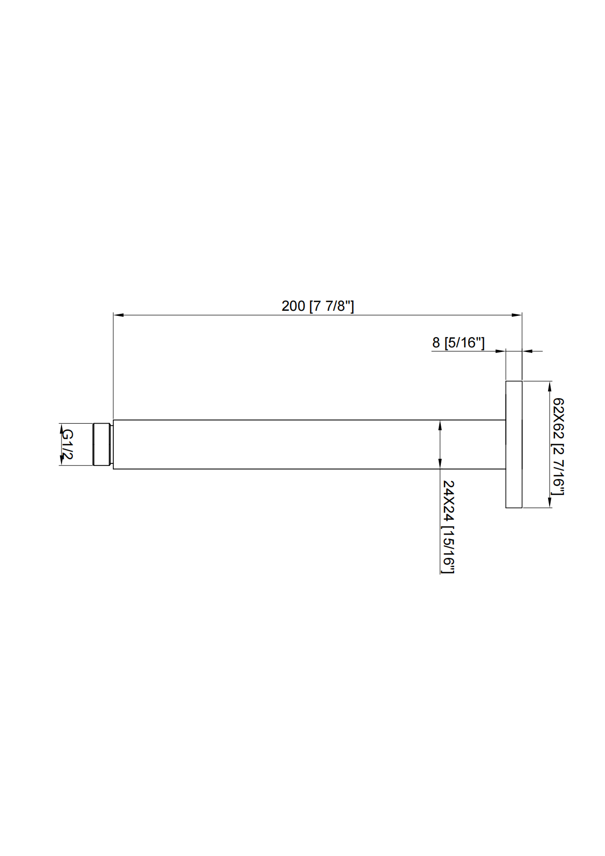 BISTONE SA03 Ceiling Shower Arm — Square Design, Available in 200mm / 300mm / 400mm — Chrome, Brushed Nickel, Gunmetal Grey, Matte Black & Brushed Gold