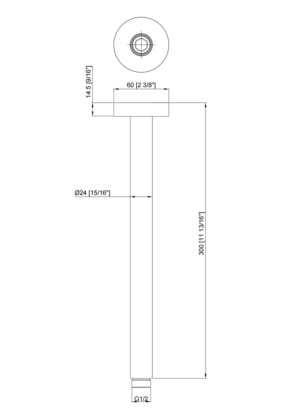 BISTONE SA04 Ceiling Shower Arm — Round Design, Available in 200mm / 300mm — Chrome, Brushed Nickel, Gunmetal Grey, Matte Black & Brushed Gold