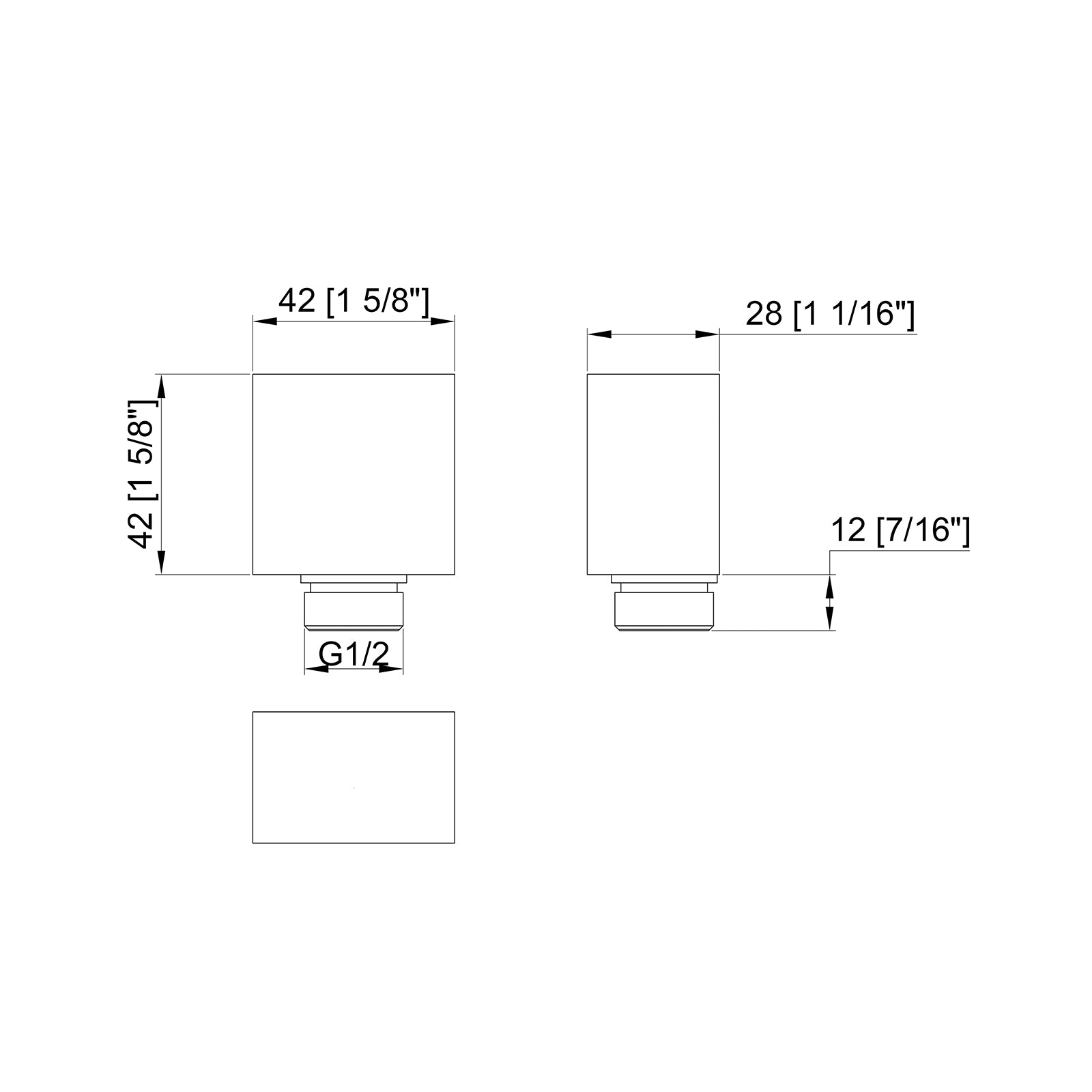 BISTONE E01 Wall Outlet Elbow — Minimalist Square Design — Available in Chrome, Brushed Nickel, Gunmetal Grey, Matte Black