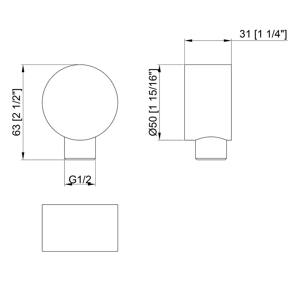 BISTONE E02 Wall Outlet Elbow — Round Design for Hand Shower Connection — Available in Chrome, Brushed Nickel, Gunmetal Grey, Matte Black