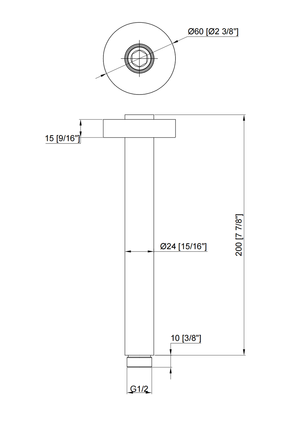 BISTONE SA04 Ceiling Shower Arm — Round Design, Available in 200mm / 300mm — Chrome, Brushed Nickel, Gunmetal Grey, Matte Black & Brushed Gold
