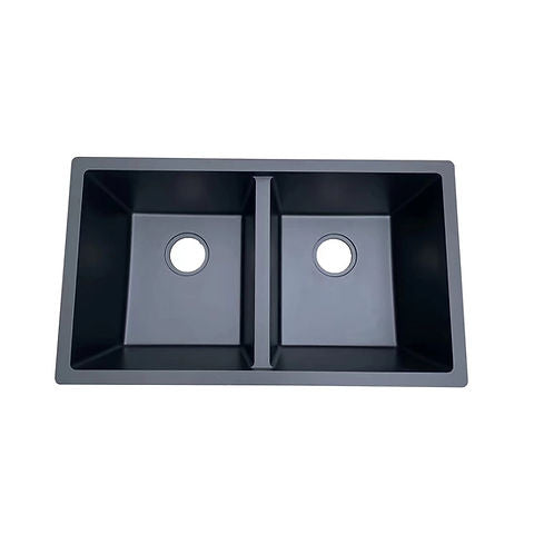Quartz Black Granite Rectangular Double Bowls Kitchen Sinks