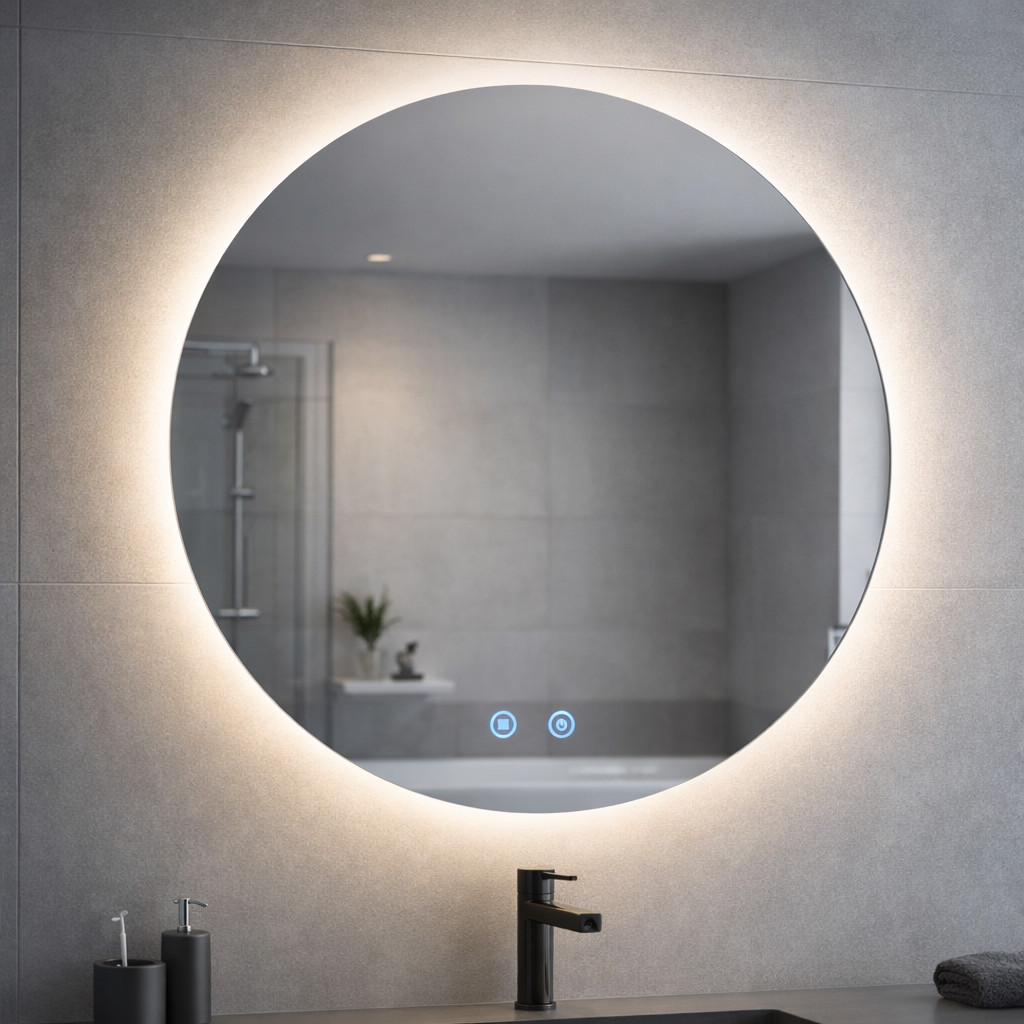 Frameless Round LED Backlit Mirror 70cm