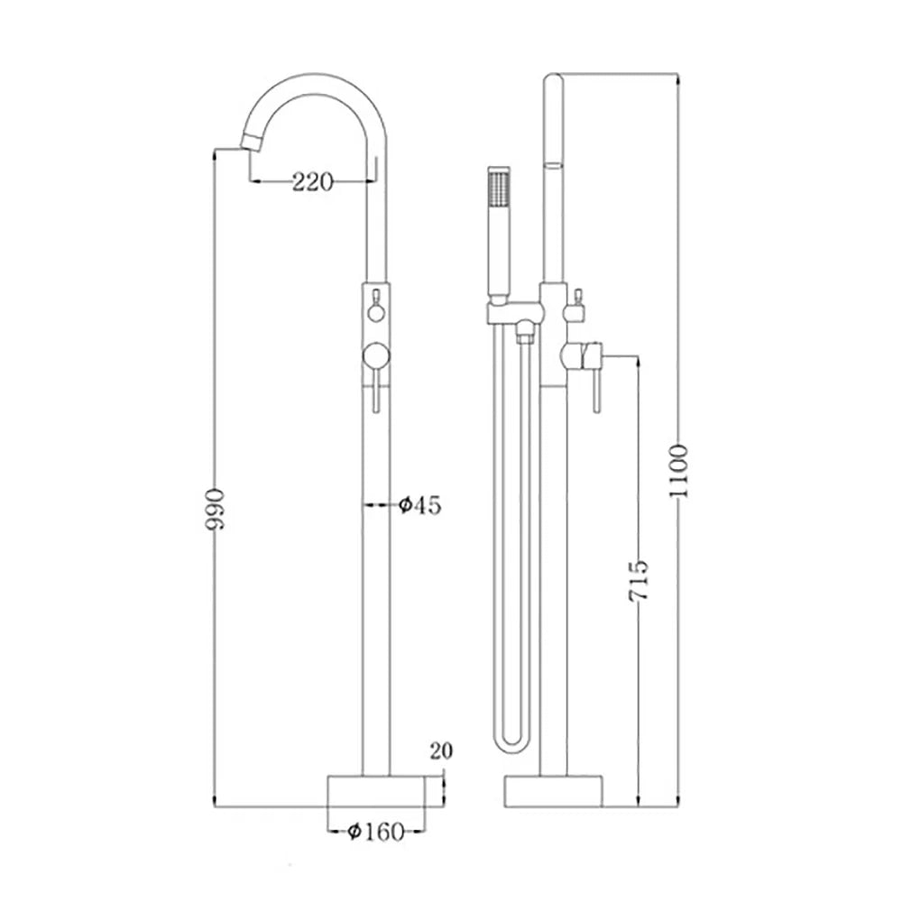 86H88 Freestanding Bath Mixer Gun metal