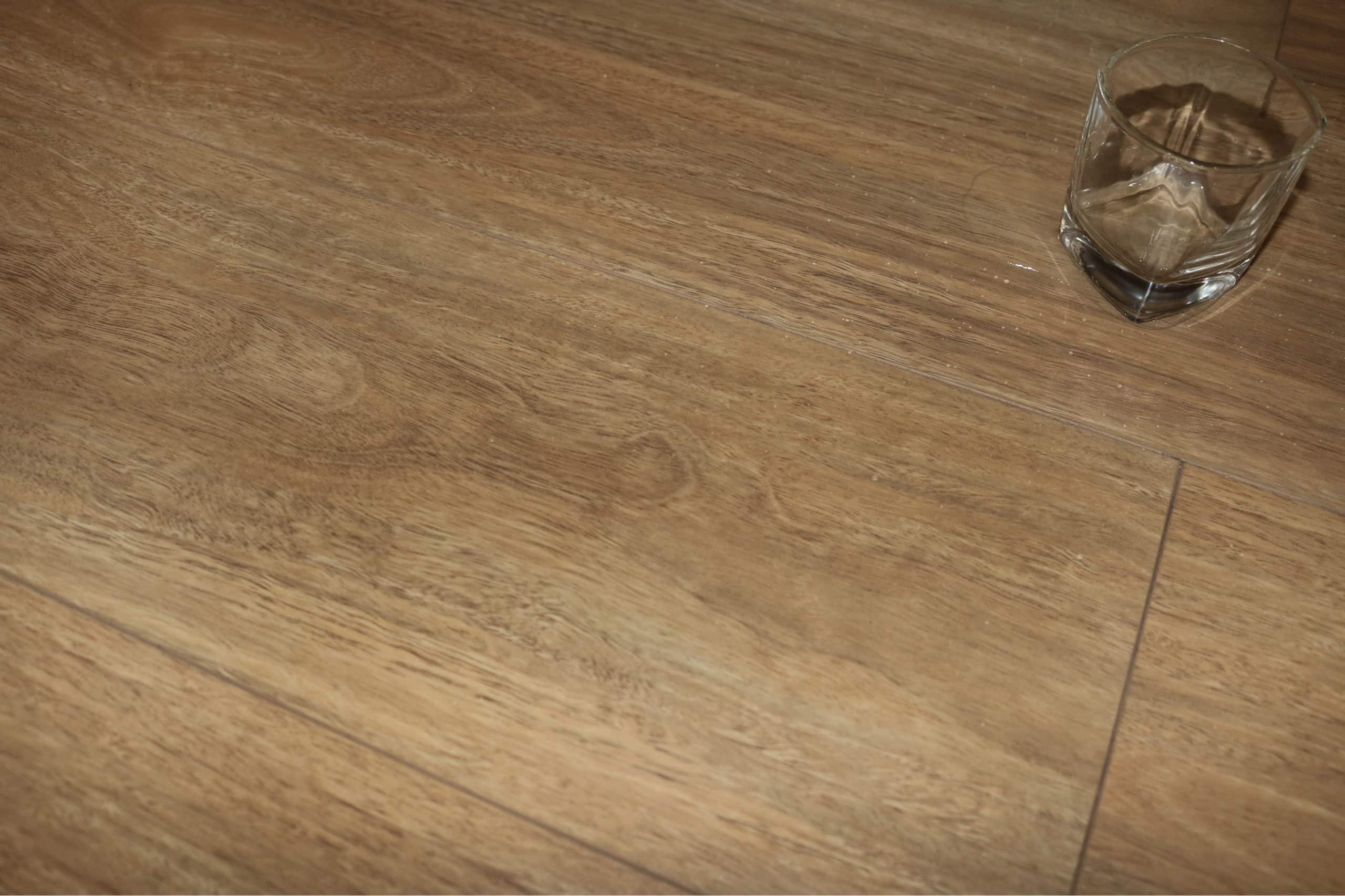 C 06 – LIGHT SPOTTED GUM CLASSIC HYBRID FLOORING - BOSTON Classic Hybrid Flooring Collection — Warm Walnut Finish, Water-Resistant & AC5 Rated