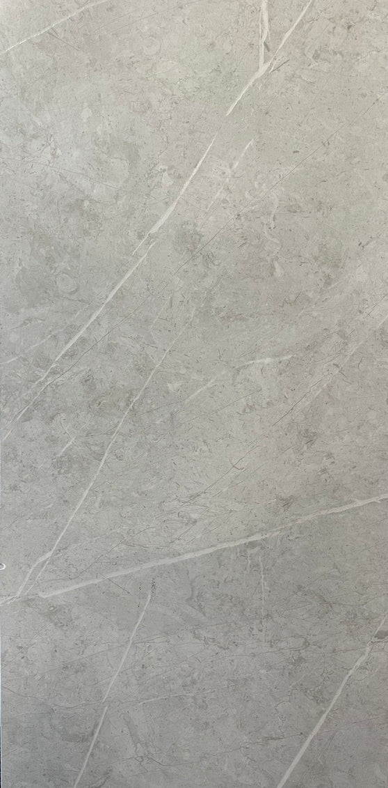 AmazingTiles Light Glazed Grey Gloss Porcelain Floor Tile — 600x1200mm