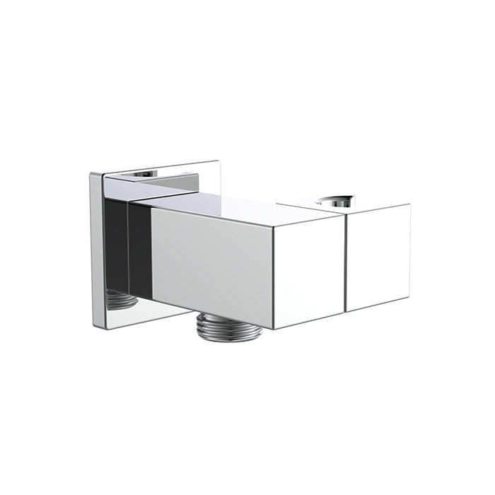 BISTONE E05 Wall Outlet with Hand Shower Holder — Square Design — Available in Chrome, Brushed Nickel, Gunmetal Grey, Matte Black & Brushed Gold