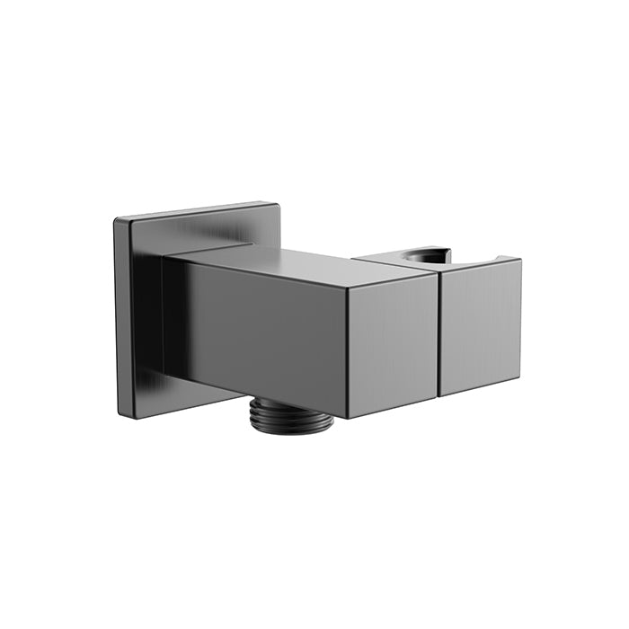 BISTONE E05 Wall Outlet with Hand Shower Holder — Square Design — Available in Chrome, Brushed Nickel, Gunmetal Grey, Matte Black & Brushed Gold