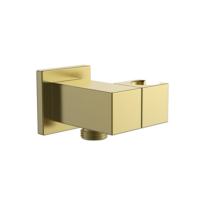 BISTONE E05 Wall Outlet with Hand Shower Holder — Square Design — Available in Chrome, Brushed Nickel, Gunmetal Grey, Matte Black & Brushed Gold