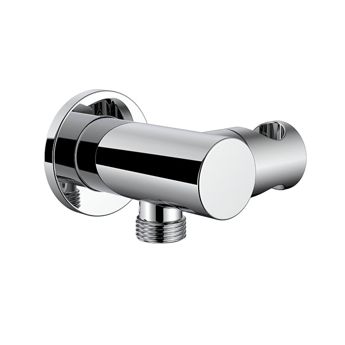 BISTONE E06 Wall Outlet with Hand Shower Holder — Round Design — Available in Chrome, Brushed Nickel, Gunmetal Grey, Matte Black & Brushed Gold