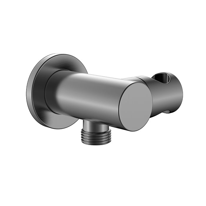 BISTONE E06 Wall Outlet with Hand Shower Holder — Round Design — Available in Chrome, Brushed Nickel, Gunmetal Grey, Matte Black & Brushed Gold