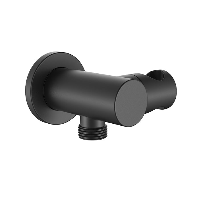 BISTONE E06 Wall Outlet with Hand Shower Holder — Round Design — Available in Chrome, Brushed Nickel, Gunmetal Grey, Matte Black & Brushed Gold