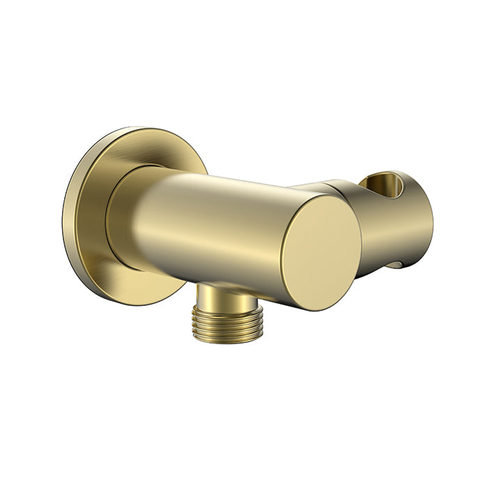 BISTONE E06 Wall Outlet with Hand Shower Holder — Round Design — Available in Chrome, Brushed Nickel, Gunmetal Grey, Matte Black & Brushed Gold