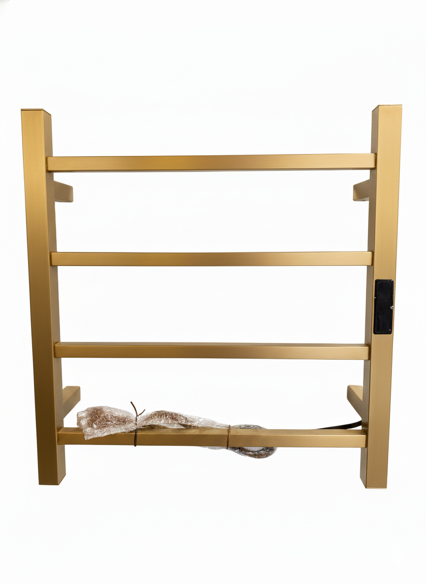 4-Bar Heated Towel Rail, Square Tube Design, W50*H52 cm, Wall Mounted Electric Towel Warmer, 4-Bar Square Post Style