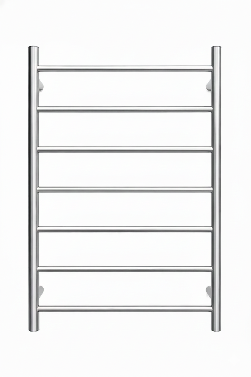 7-Bar Heated Towel Rail, Round Tube Design, W60*H80 cm, Wall Mounted Electric Towel Warmer, 7-Bar Round Post Style