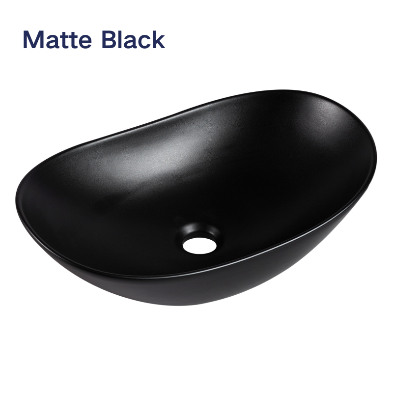 【Basin 333】 – Matte Black, 525×325×160mm, Above-Counter Basin