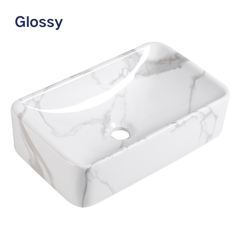 【Basin 408 Pattern 18】 Glossy Marble Finish, 490×300×125mm, Above Counter Basin