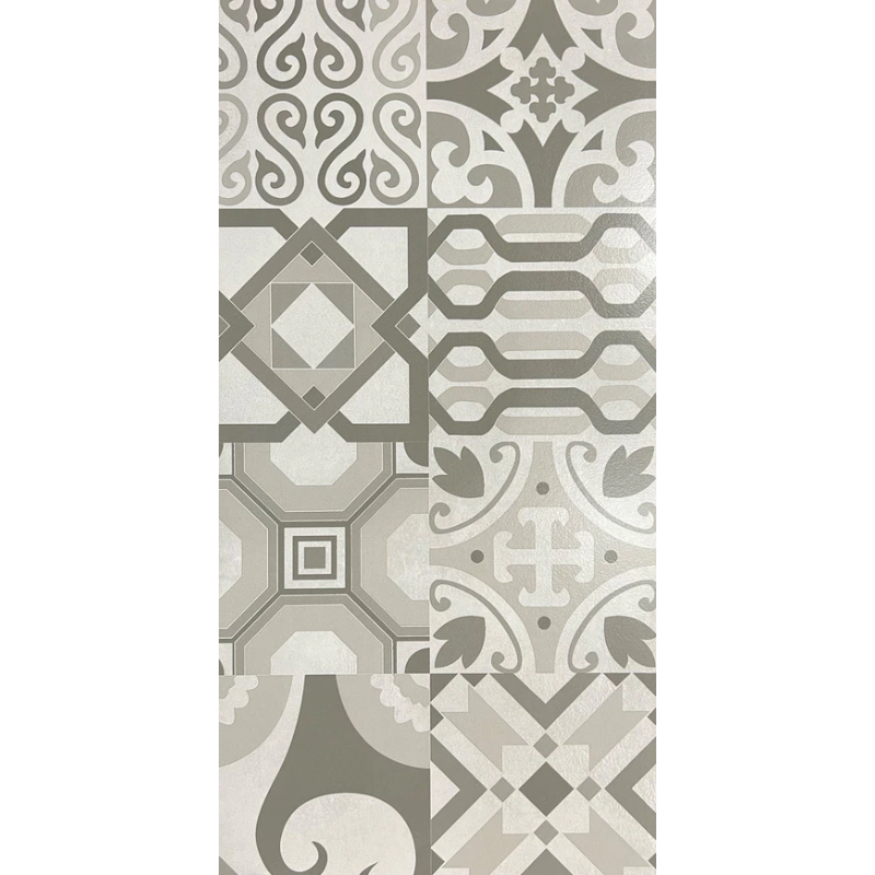 AmazingTiles Grey and White Decor Smooth Matt Tile 300x600mm