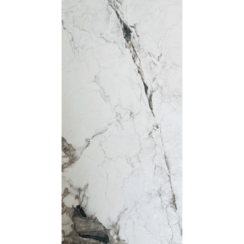 AmazingTiles Dark Marble Look White Gloss Tile 600x1200mm