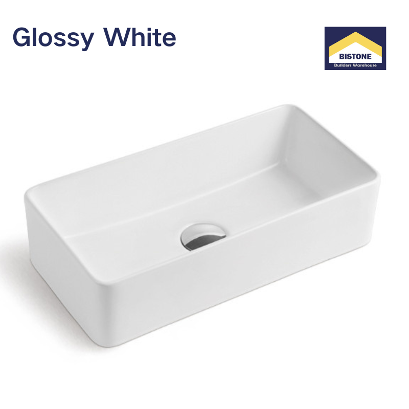 【Basin 433-46】 Glossy White – 465×235×120mm - Rectangular Above Counter Basin