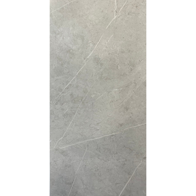 AmazingTiles Light Glazed Grey Gloss Porcelain Floor Tile — 600x1200mm