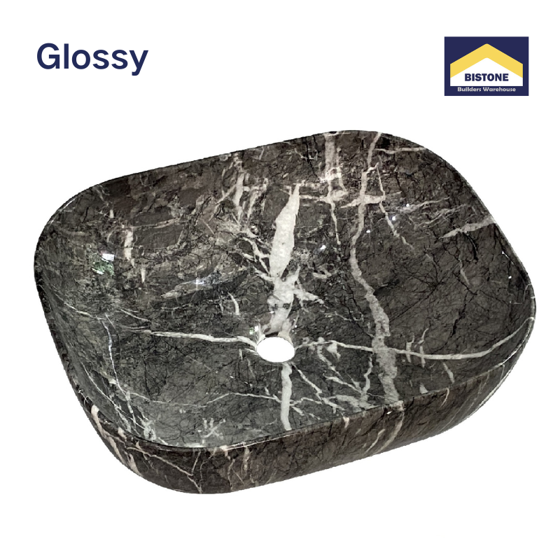 【Basin 8217 Pattern 05】Black Marble Rectangular Glossy Above Counter 495×390×150mm