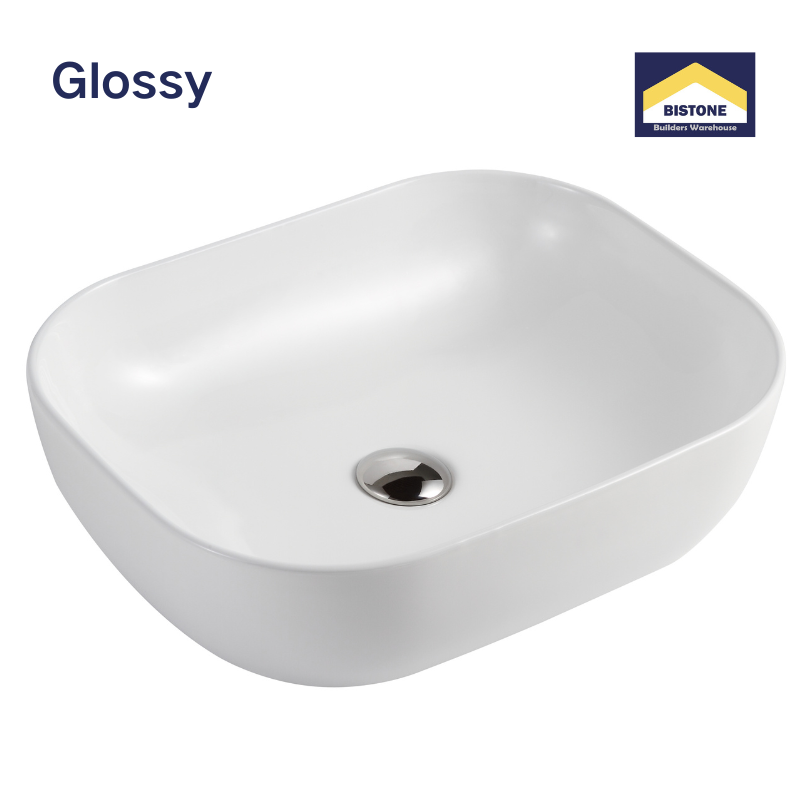 【Basin 8217】 Glossy White – Rectangular Ceramic Basin (495×390×150mm)