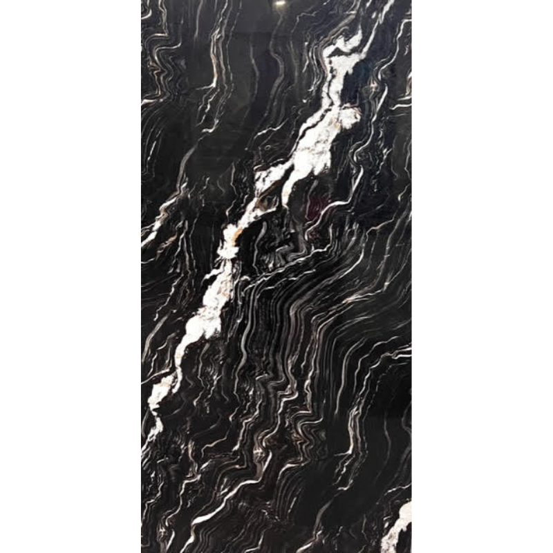 AmazingTiles Black Marble Look Gloss Porcelain Tile — 600x1200mm