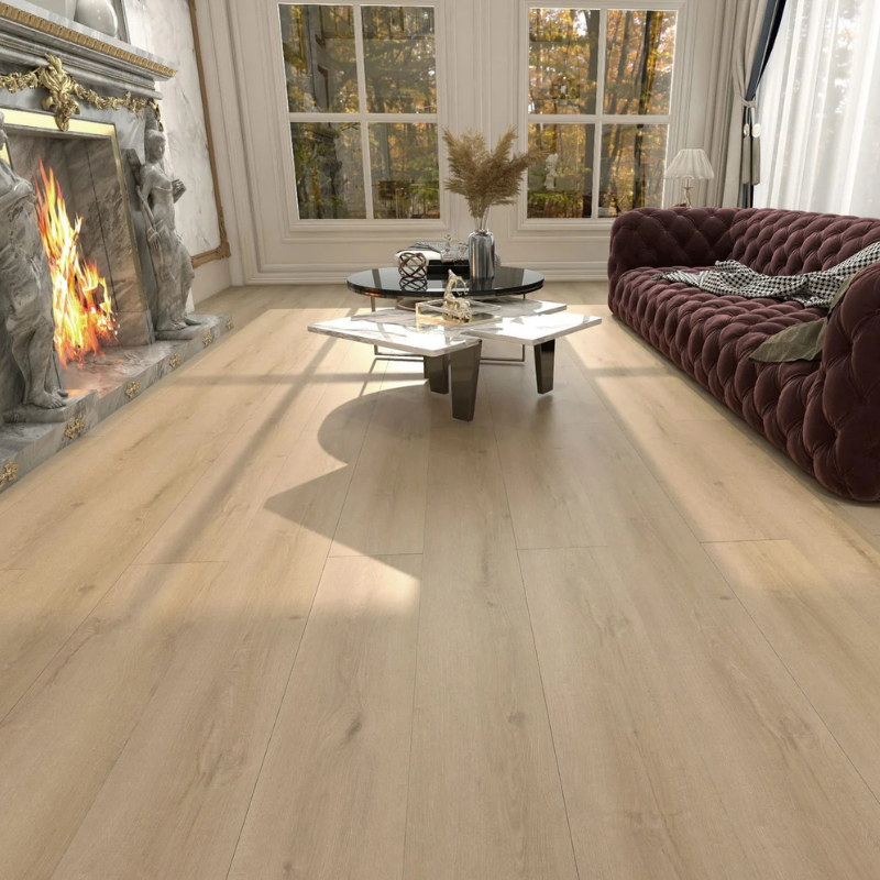 BOSTON Classic Hybrid Flooring Collection — C18 Natural Beige, Water-Resistant & AC5 Rated