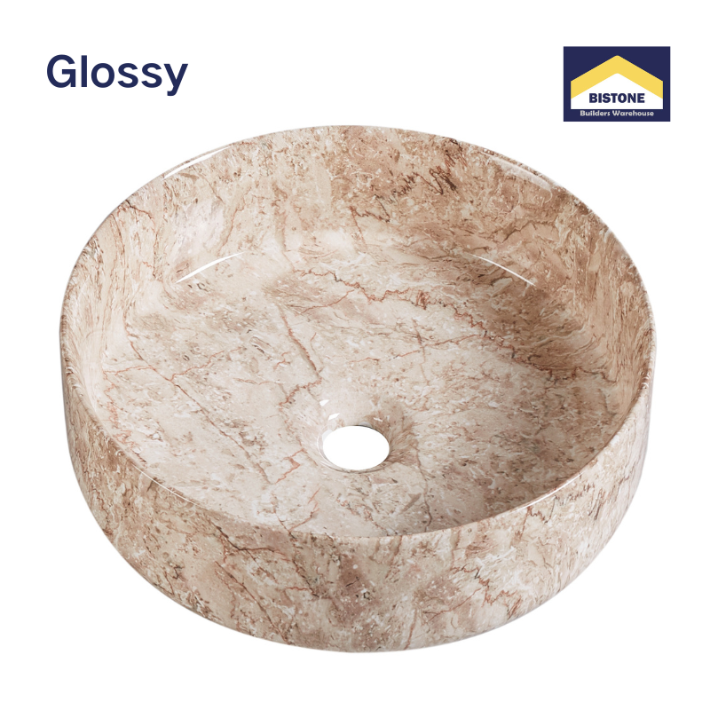 【Basin 3612 Pattern 04】 Glossy Marble Finish, 360×360×120mm, Above Counter Basin