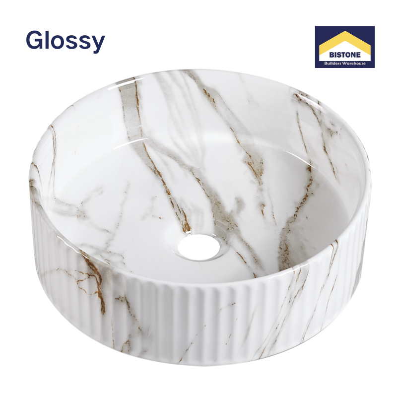 【Basin 499-40D Pattern 07】 Glossy Marble Finish, 400×400×125mm, Above Counter Basin