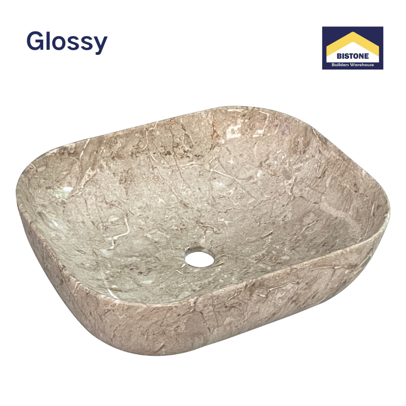 【Basin 8215-P04】Glossy Beige Marble Finish, 460×320×140mm, Above Counter Basin