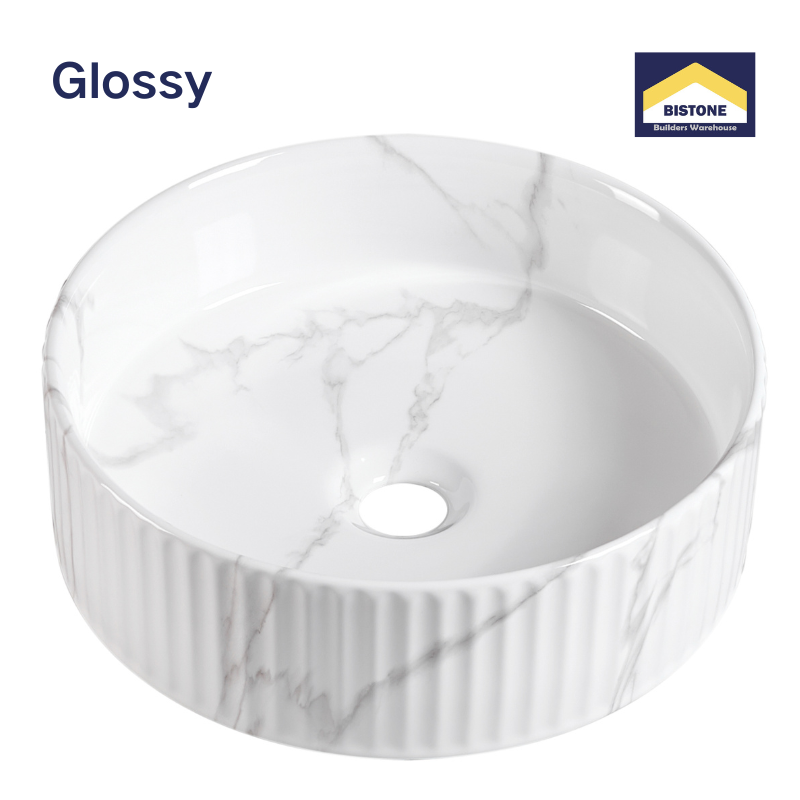 【Basin 499-40D Pattern 17】 Glossy Marble Finish, 400×400×125mm, Above Counter Basin
