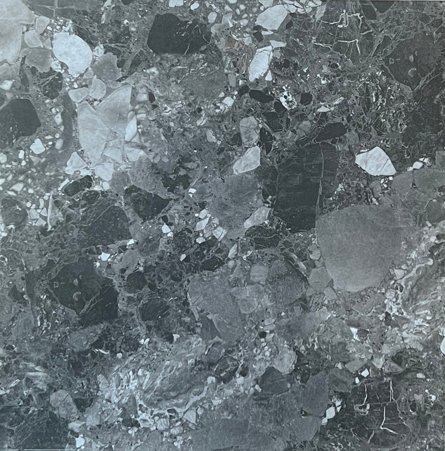 AmazingTiles Carbone Grey Terrazzo Matt Porcelain Tile — 600x600mm