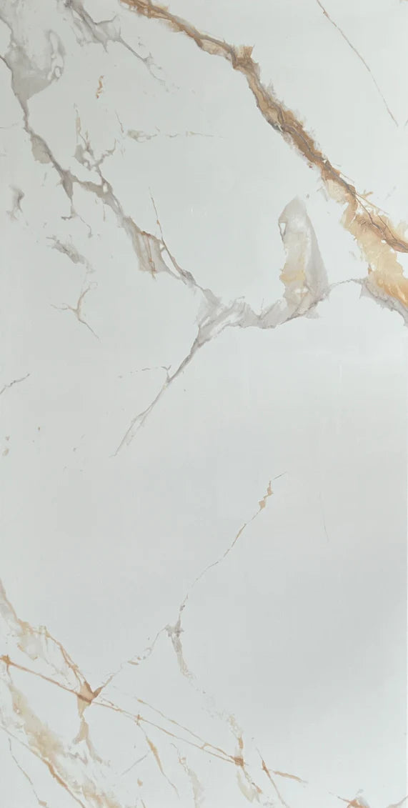 AmazingTiles Carrara Grey & Gold Gloss Porcelain Tile — 600x1200mm