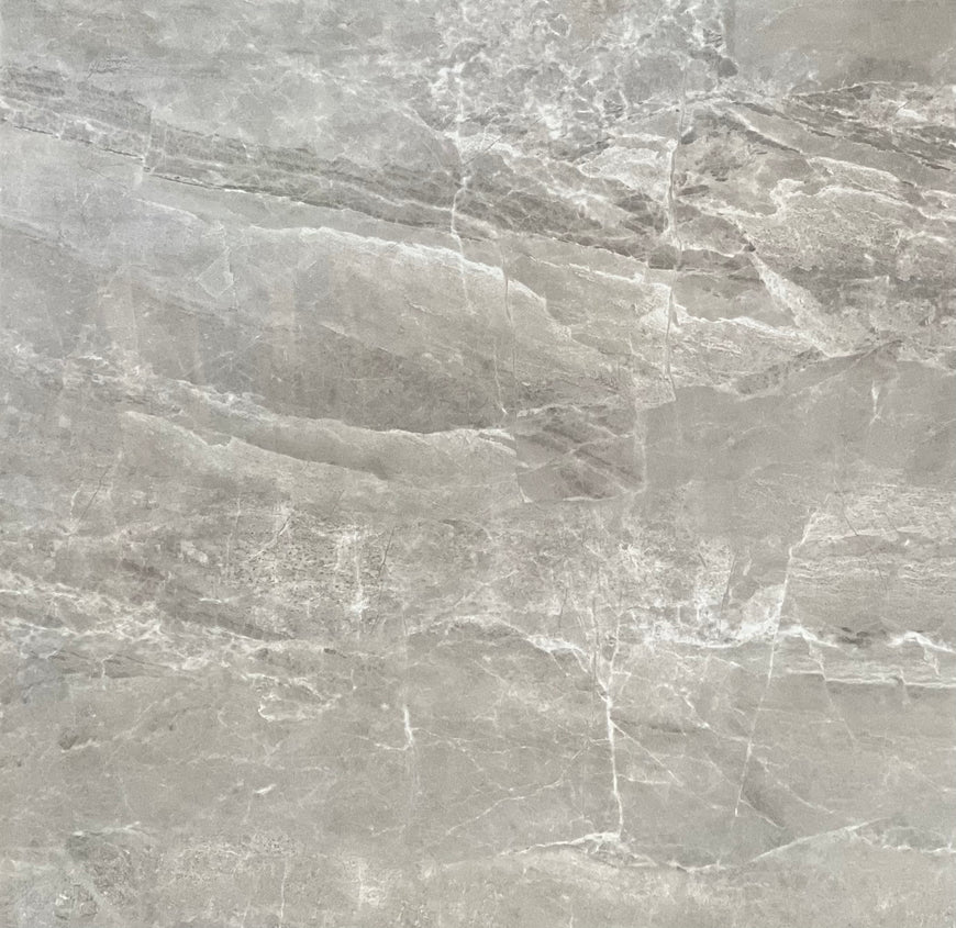 AmazingTiles Alpine Stone Grey Gloss Porcelain Floor Tile — 600x600mm