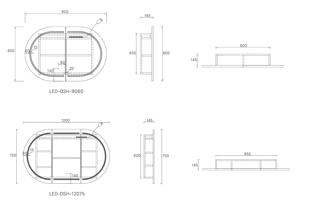 Amber LED Mirror Cabinet
