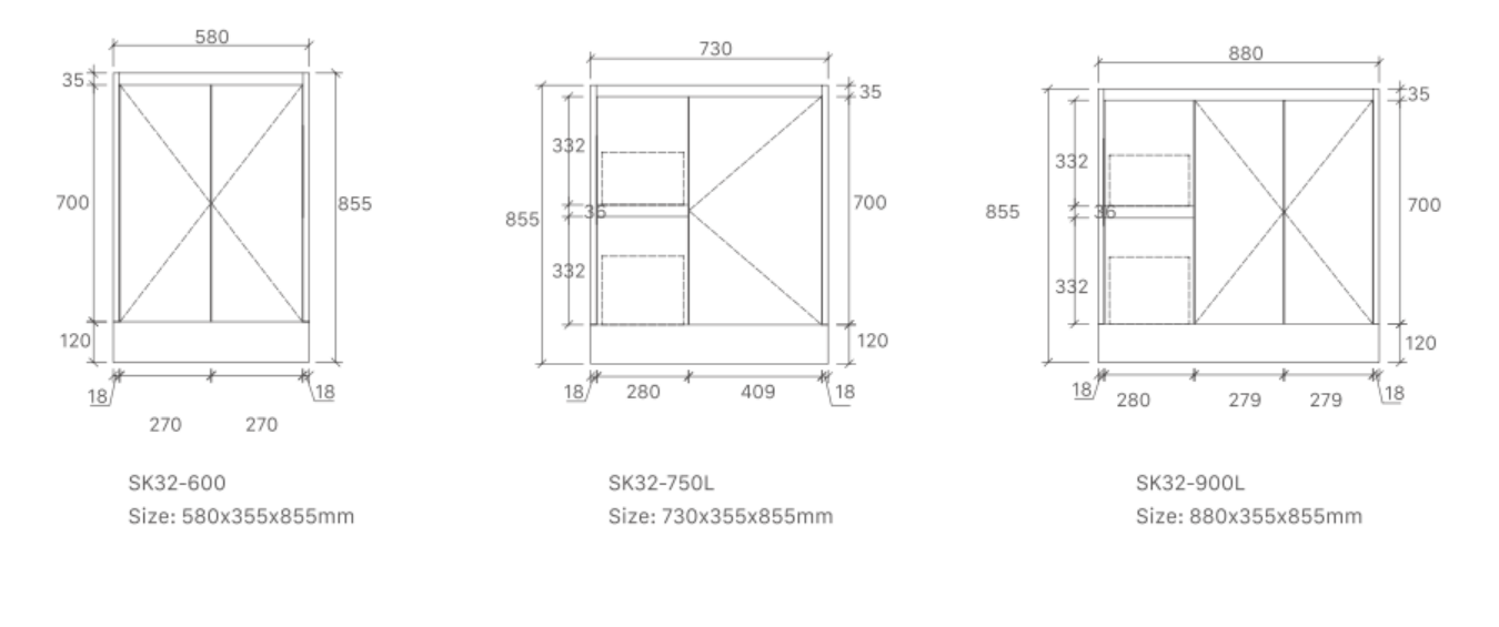 Sierra Vanities (Floor Standing) Doors Only -SK32/WH32