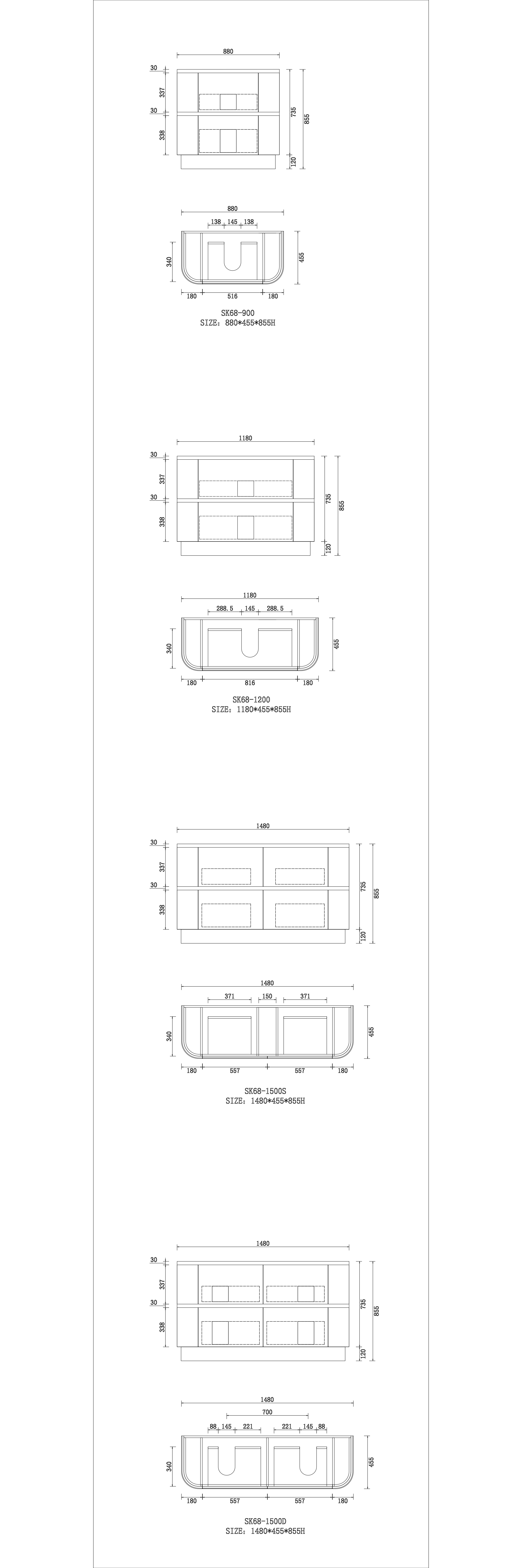 Hudson Vanity (Floor Standing) - Drawers Only - SK68