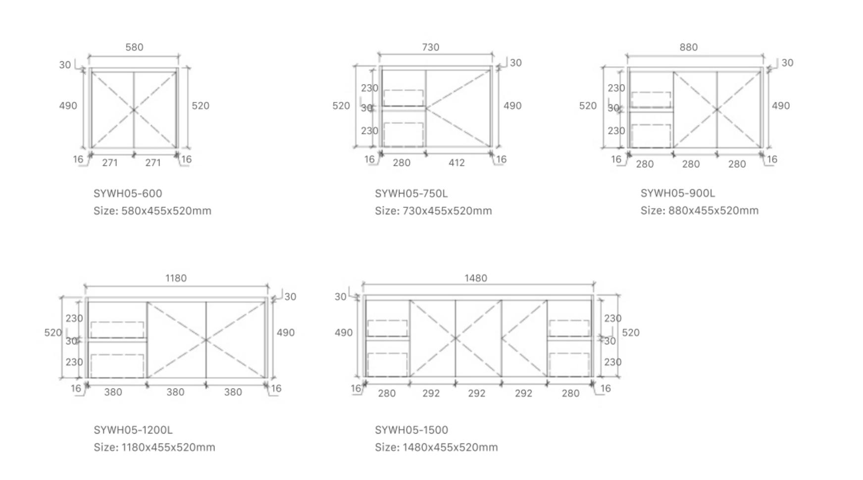 Royce Vanities (Wall Hung) Doors And Drawers -SYWH05