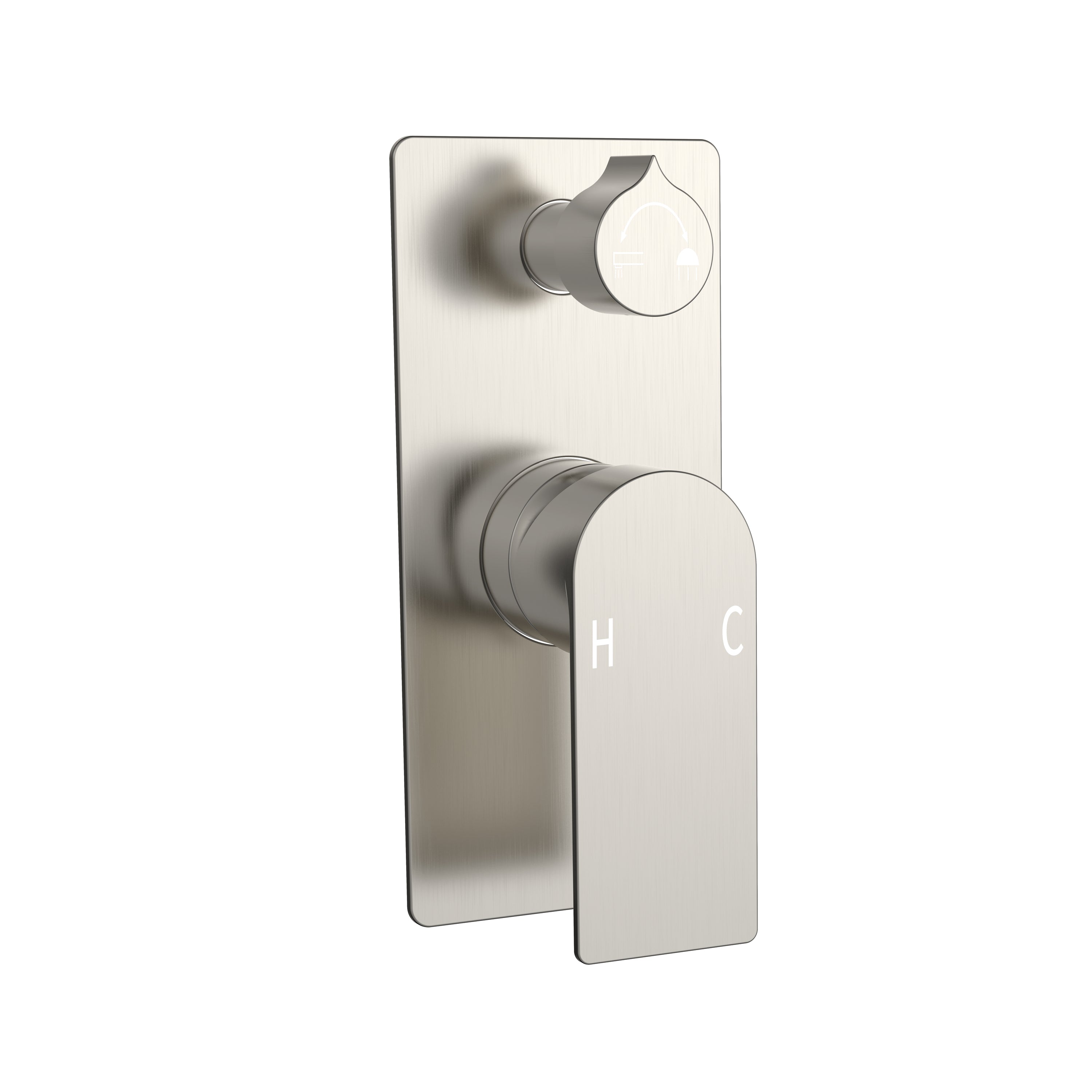 BISTONE V15S Shower Mixer with Diverter — Dual Function Wall Mixer, Rectangular Plate — Available in Chrome, Brushed Nickel, Gunmetal Grey, Matte Black & Brushed Gold