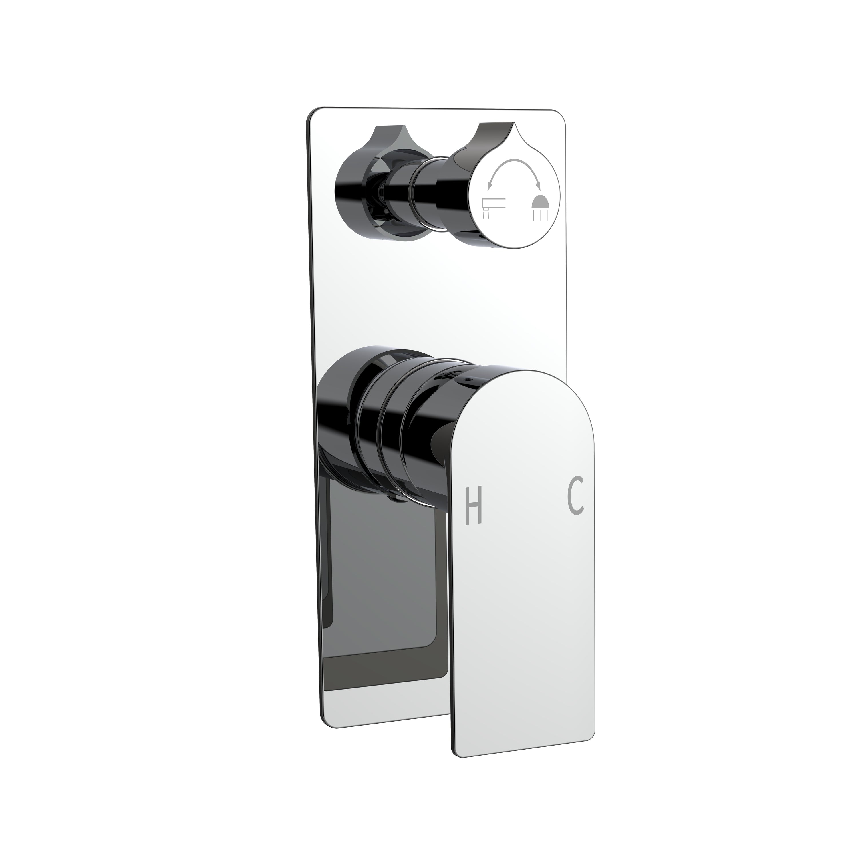 BISTONE V15S Shower Mixer with Diverter — Dual Function Wall Mixer, Rectangular Plate — Available in Chrome, Brushed Nickel, Gunmetal Grey, Matte Black & Brushed Gold