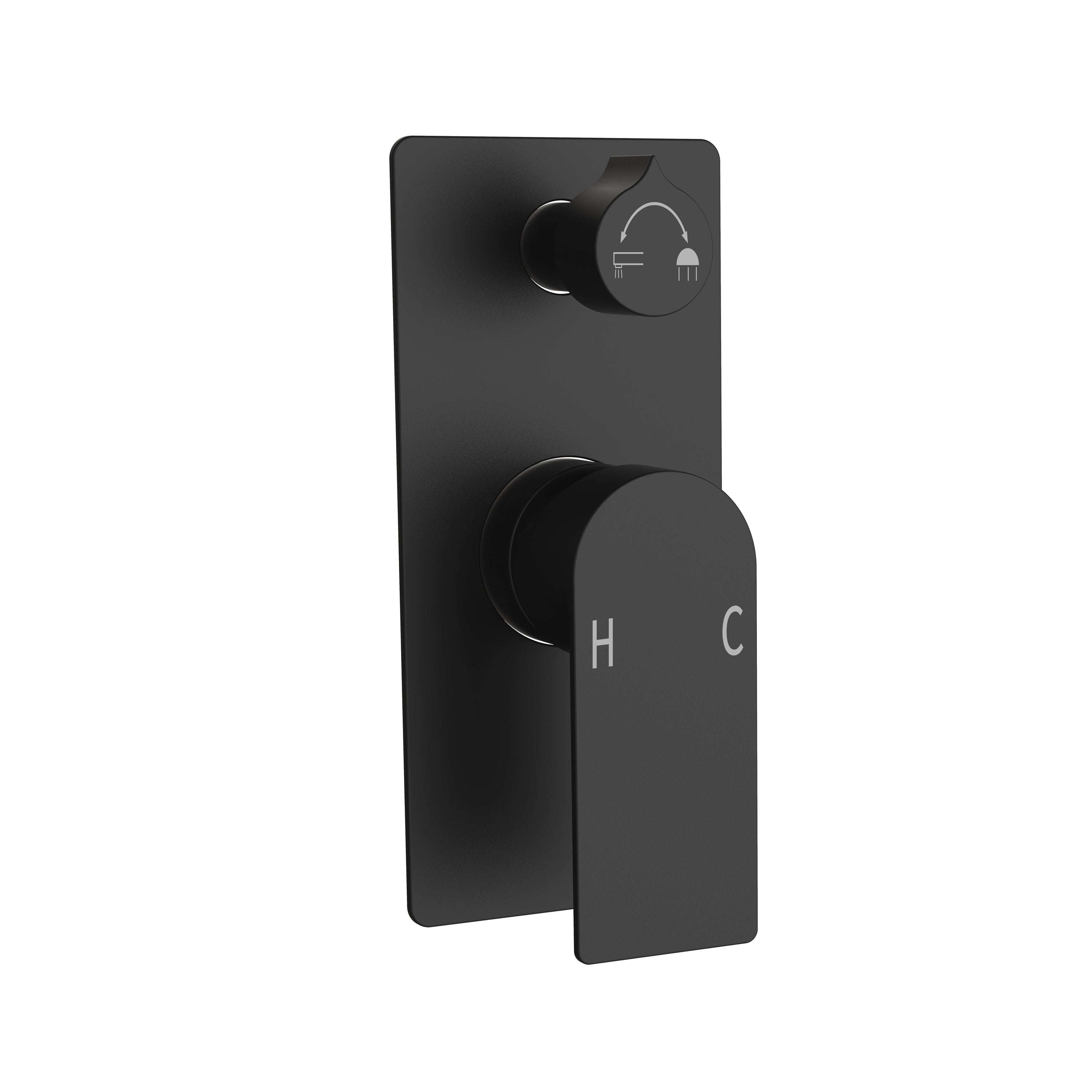 BISTONE V15S Shower Mixer with Diverter — Dual Function Wall Mixer, Rectangular Plate — Available in Chrome, Brushed Nickel, Gunmetal Grey, Matte Black & Brushed Gold